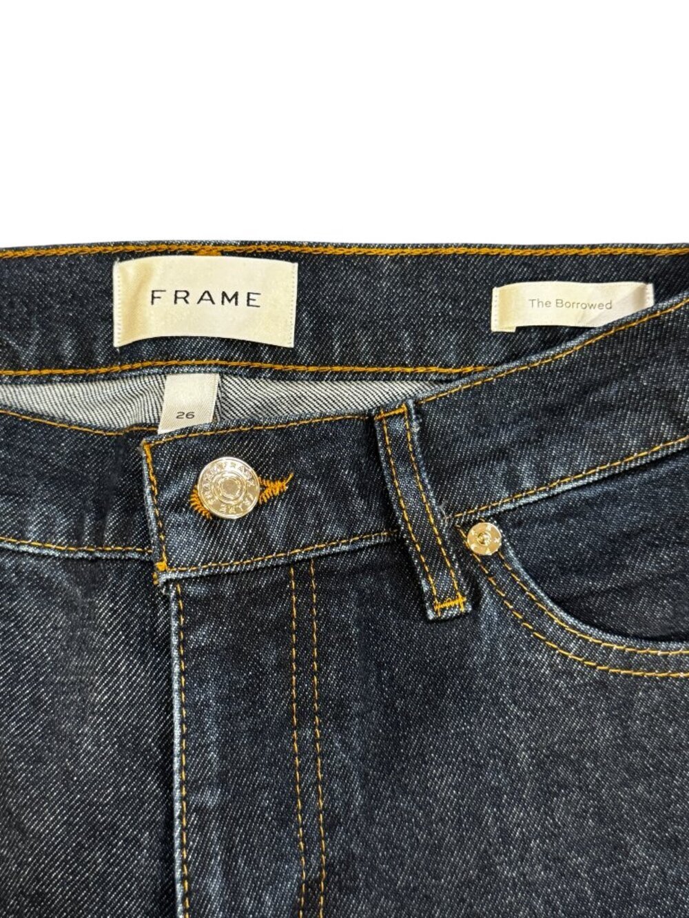 FRAME The Borrowed Jeans Dark Wash Straight Leg Denim Size 26 - Picture 2 of 10